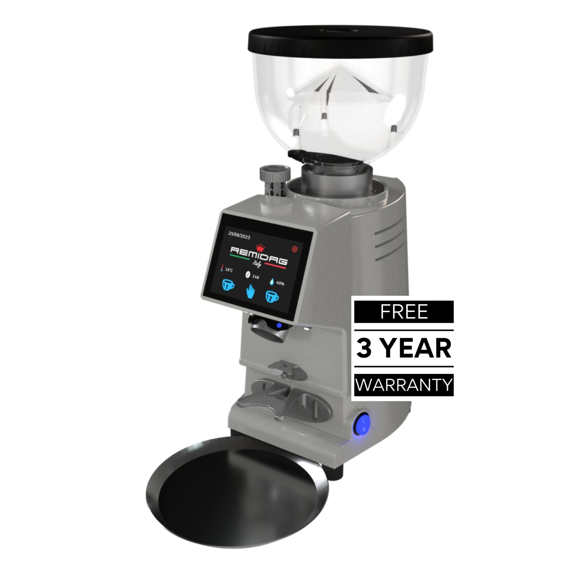 Biepi Remidag RD58 PRO OD coffee grinder in silver grey – professional grinder buy or lease