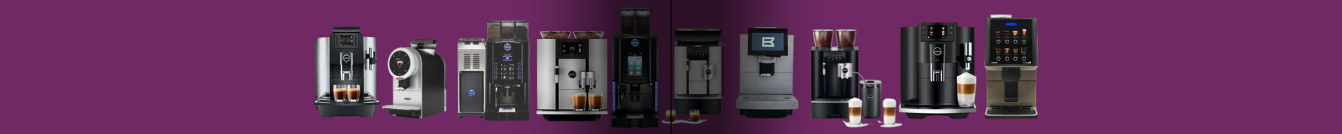 low price, big brand automatic bean-to-cup coffee machines for businesses and homes – shown with fresh milk and powdered milk options, perfect for offices, hospitality venues, kitchens, cafes and self-serve stations.
