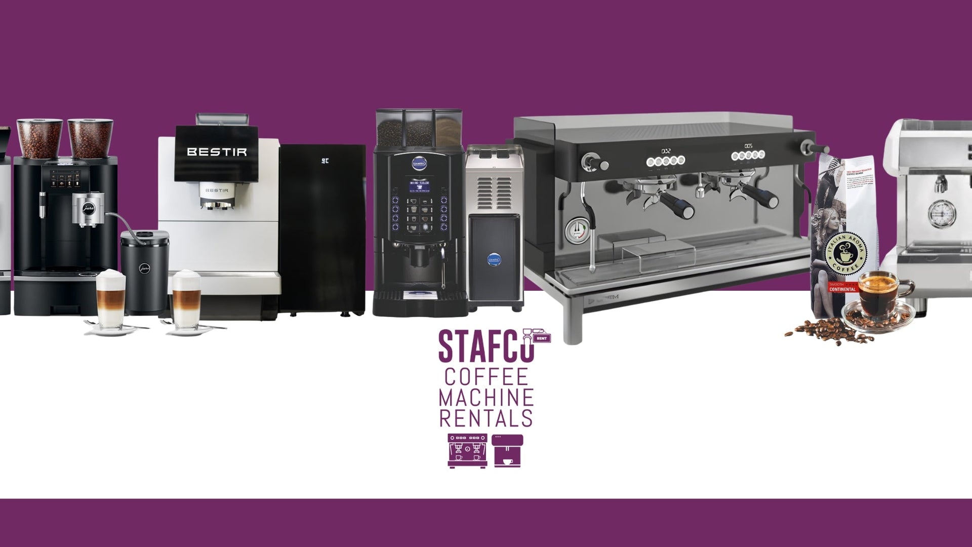 Commercial bean-to-cup coffee machine rental for UK businesses from StafCo with flexible no contract monthly rental options.