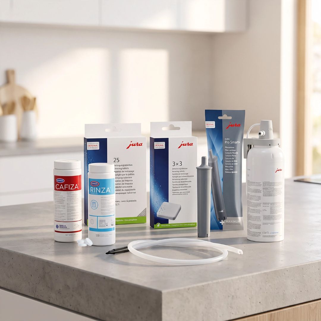 Coffee machine and equipment cleaning tablets and replacement water filters – descalers, espresso machine cleaners, milk system cleaners and grinder cleaners - Urnex and Jura