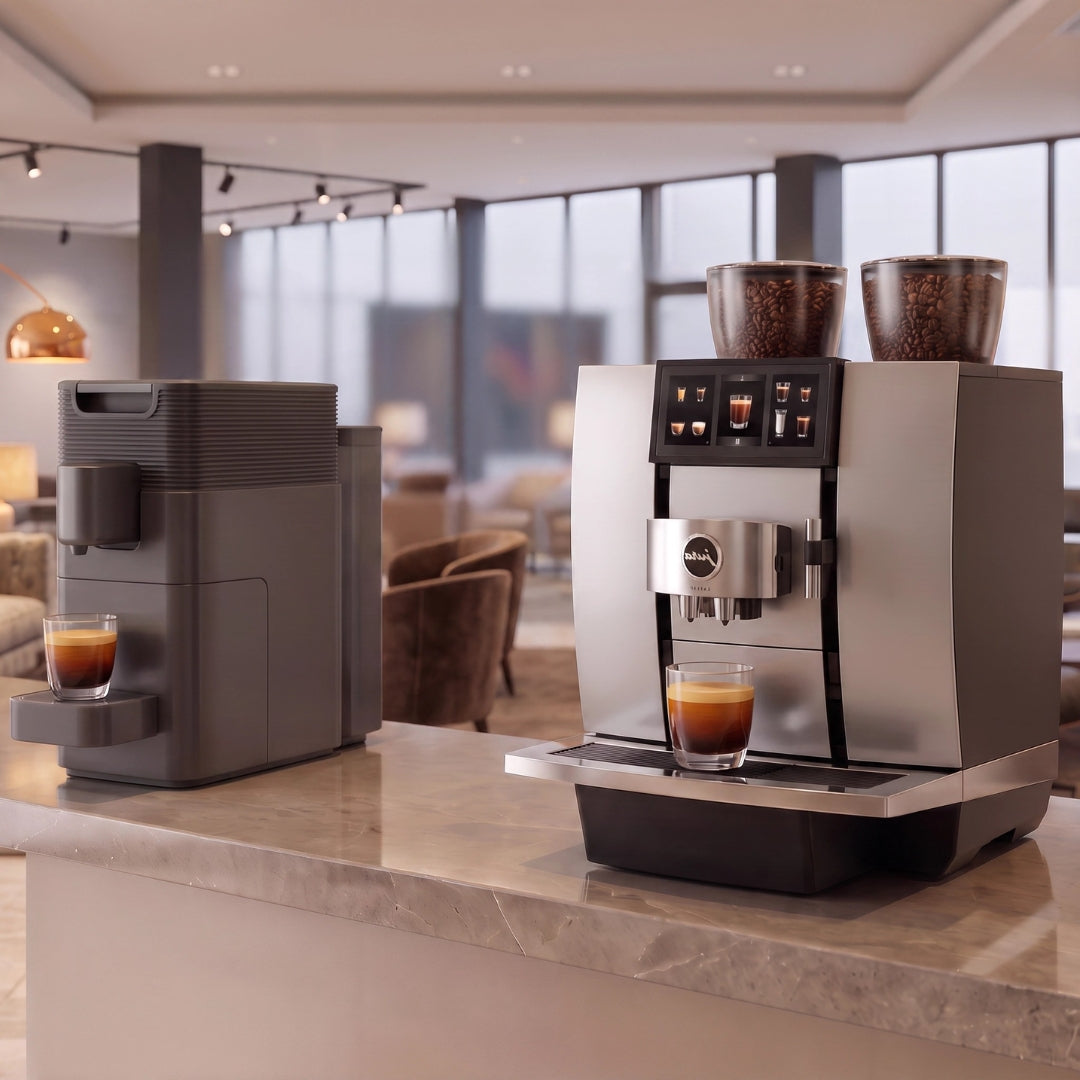 Buy or lease commercial coffee machines for a waiting room, showroom or customer area