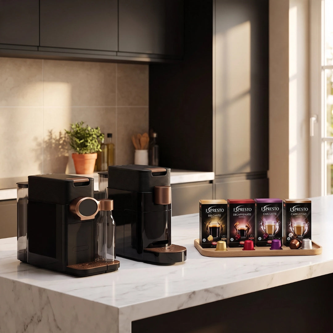 Compact coffee pod and capsule machines for homes, guest accommodation and lower-volume business settings.