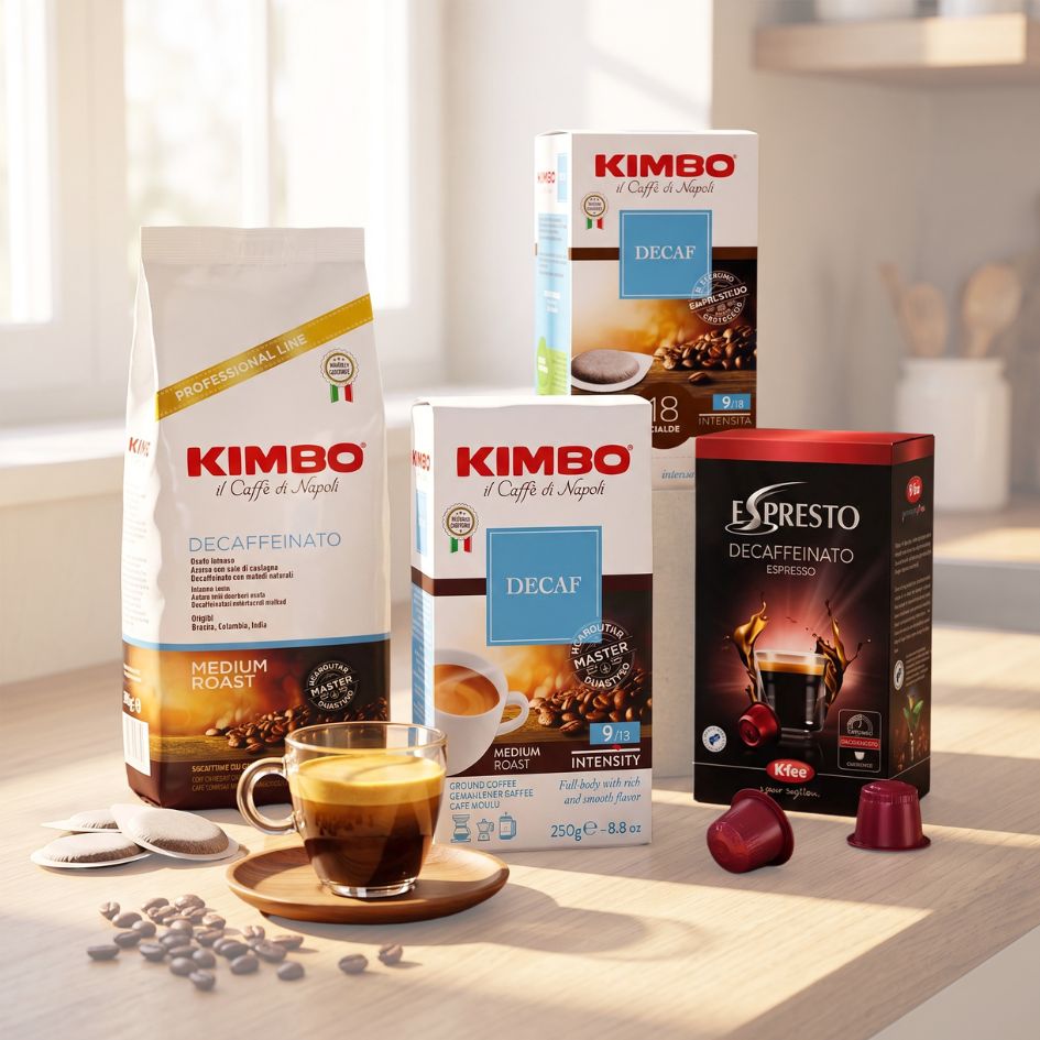 Decaf coffee beans, ground coffee and coffee capsules from StafCo