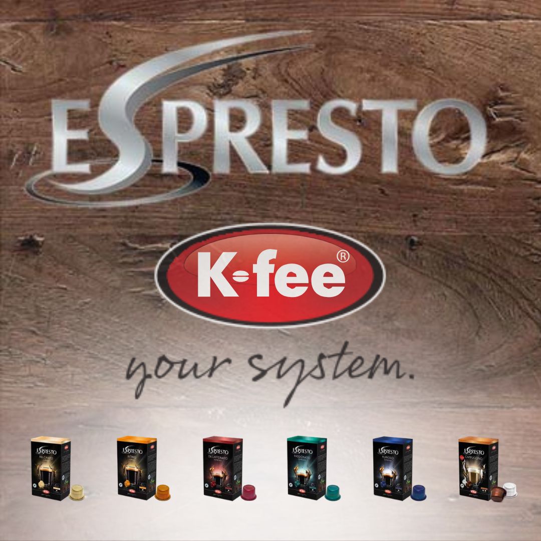 Espresto capsules for K-Fee coffee machines including coffee and speciality drinks