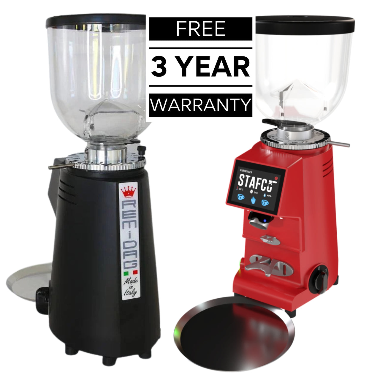 Remidag RD64 PRO commercial on-demand coffee grinder with 3 year warranty