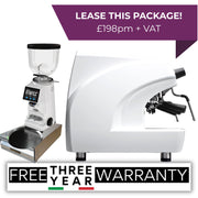 BIEPI MC-1 BARISTA PRO in white package option with Remidag RD64 PRO grinder, knock-out drawer & training – buy or lease