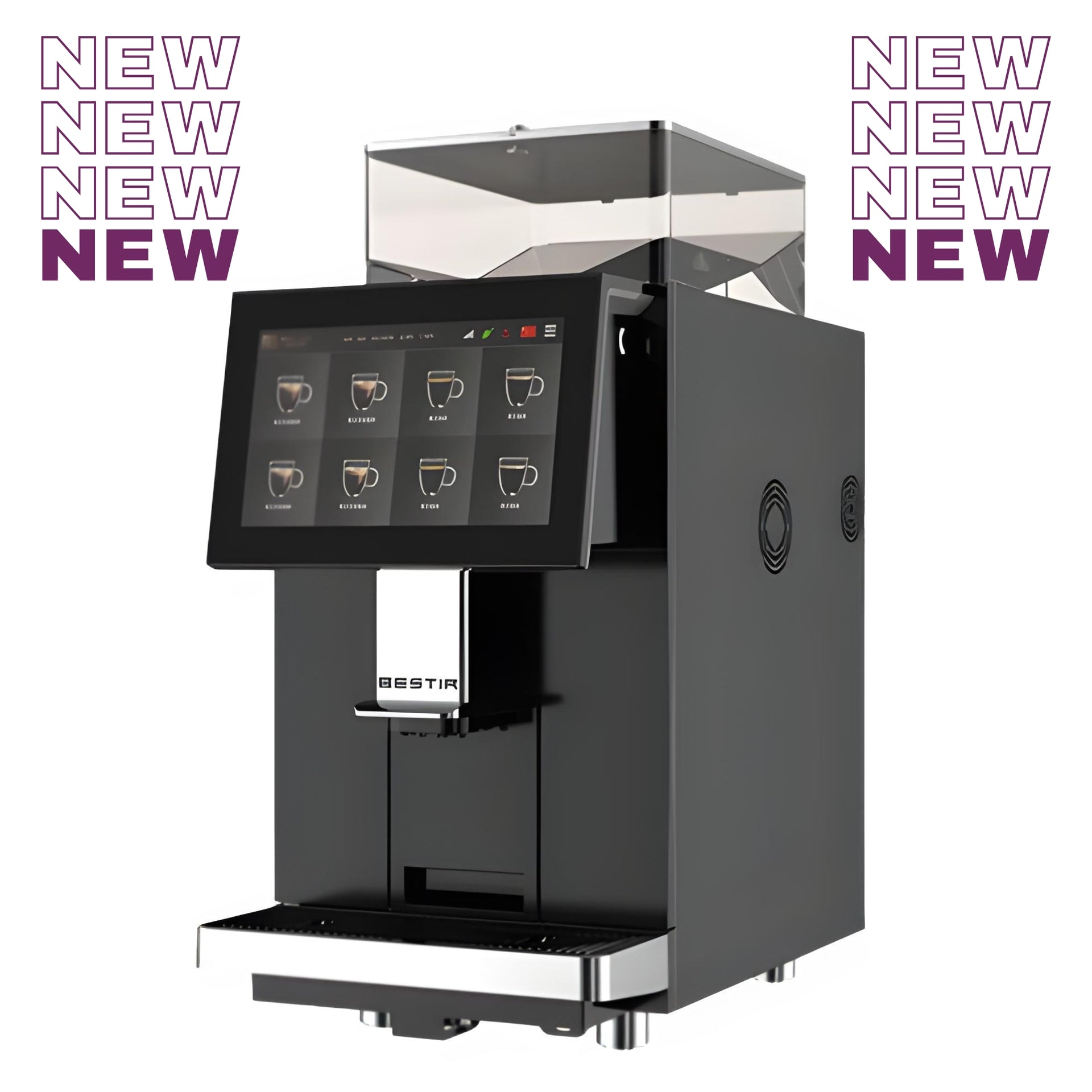 Bestir BMC300 - fresh milk bean-to-cup coffee machine package - with large touchscreen and dual coffee hoppers - buy or lease