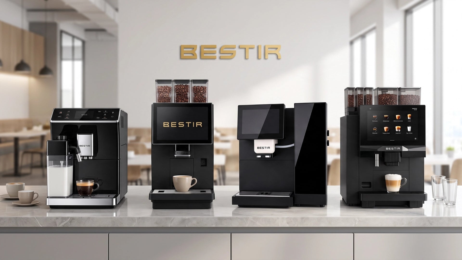 Bestir premium commercial automatic bean to cup self-service coffee machines - buy or lease from StafCo