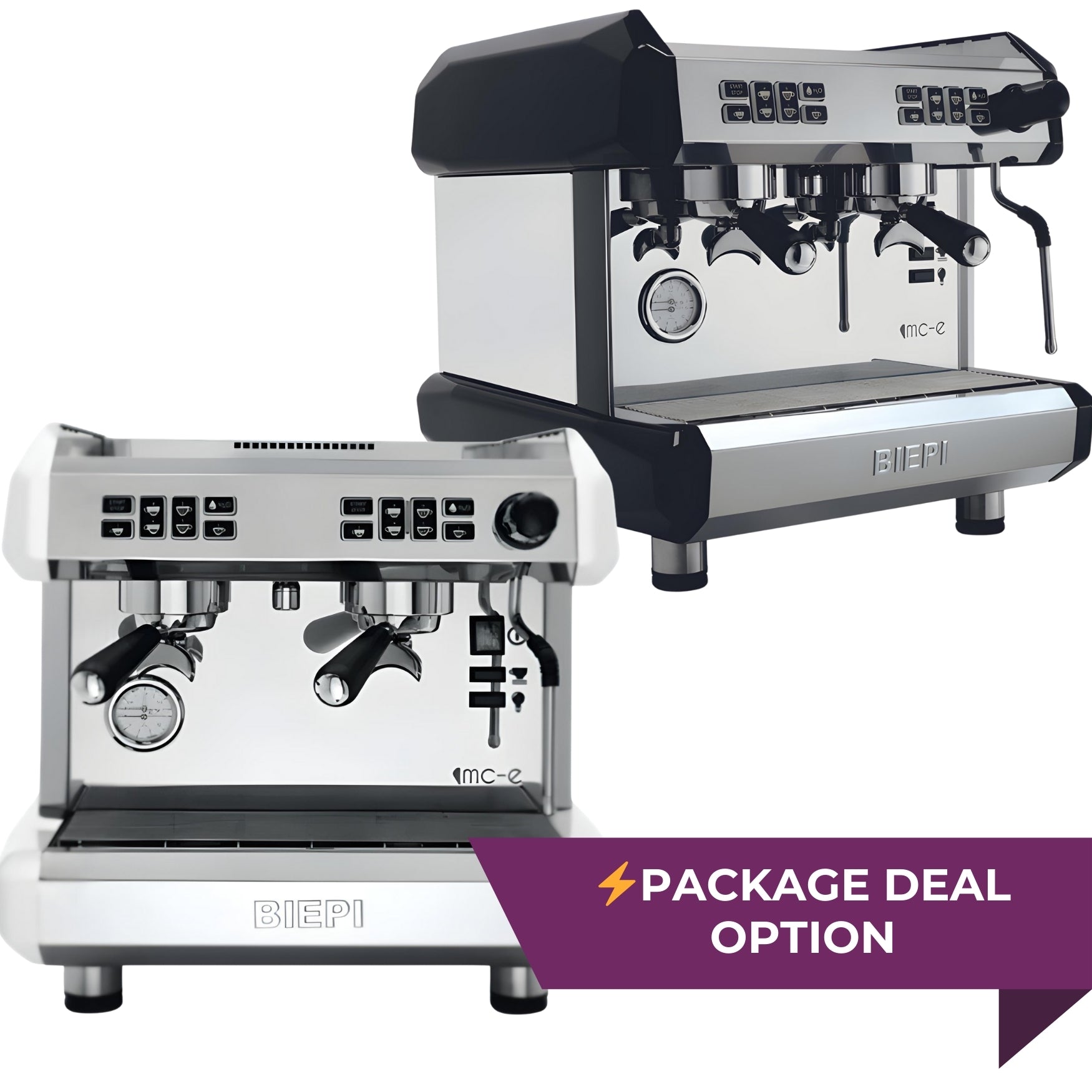 Biepi MC-E Compact 2 group traditional barista espresso machine – buy or lease with package deal option