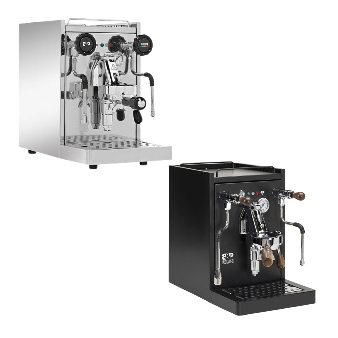 Biepi Sara retro semi-automatic 1-group traditional barista espresso machine - black or stainless steel