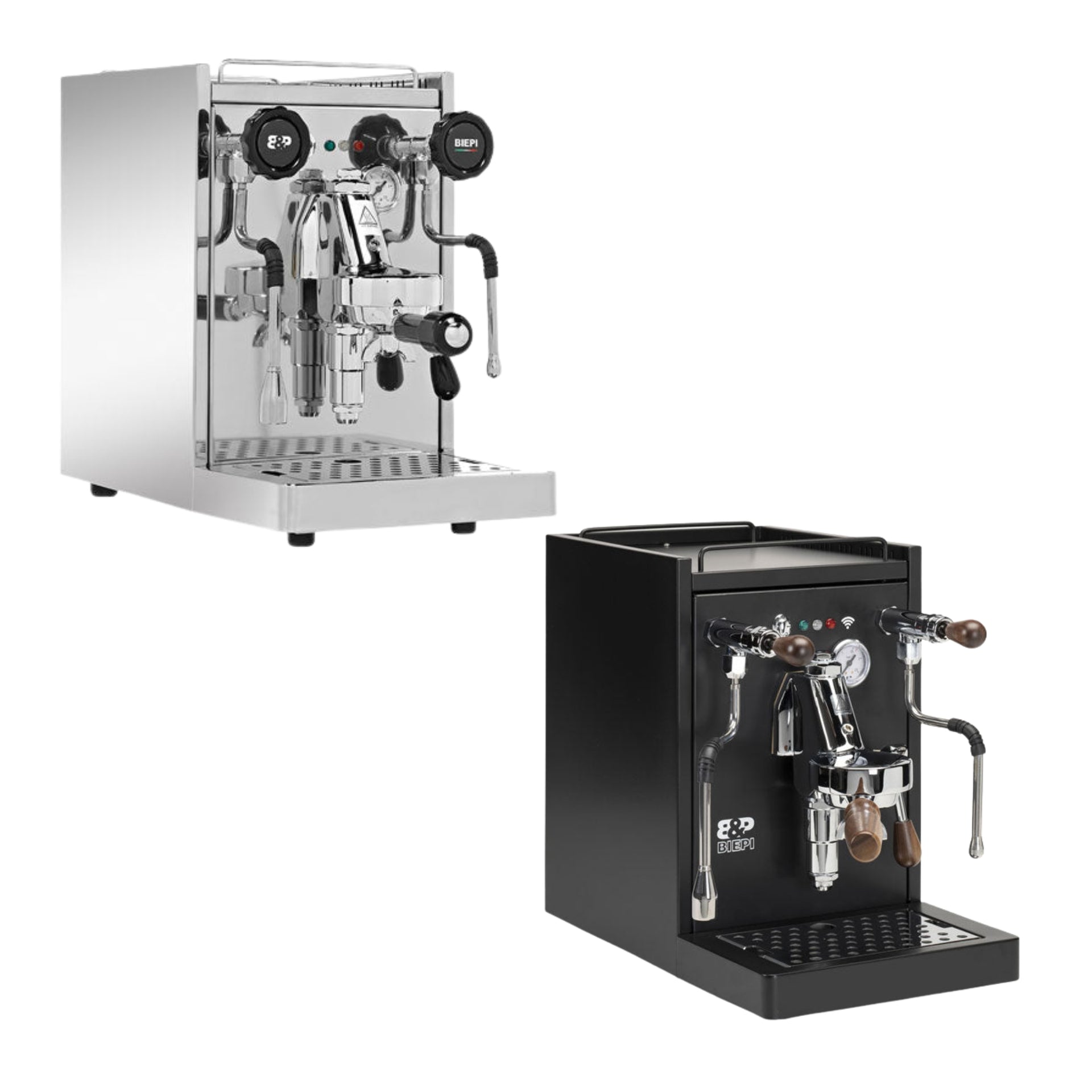 Biepi Sara retro semi-automatic 1-group traditional barista espresso machine - black or stainless steel