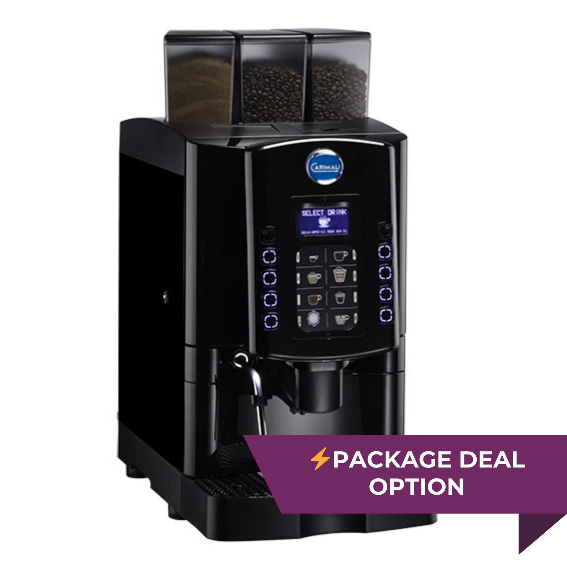 Carimali Armonia Soft bean-to-cup coffee machine with soluble milk system – buy or lease - package option