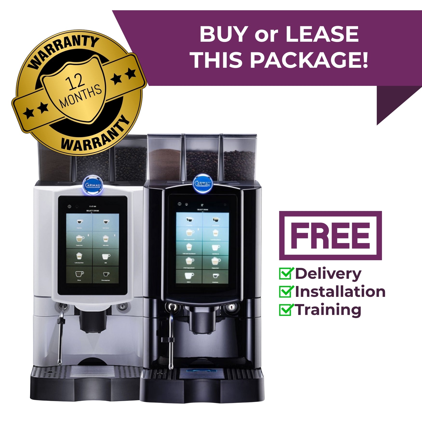 Carimali Armonia Ultra Easy coffee machine package deal bundle with installation & training – buy or lease