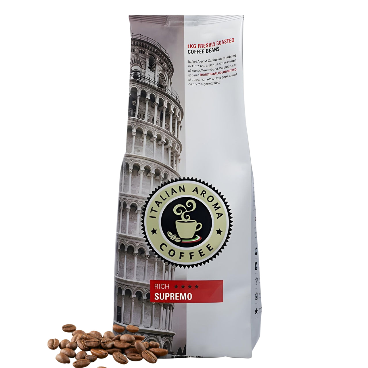 low price premium Italian Aroma Supremo blend hand roasted coffee beans - free delivery on orders over £85