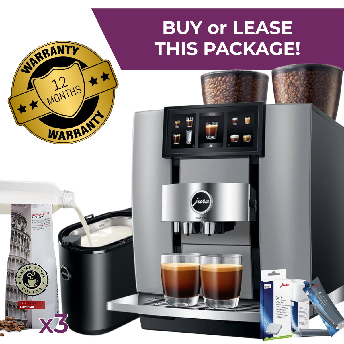 Jura GIGA W10 premium bean-to-cup coffee machine – package bundle deal