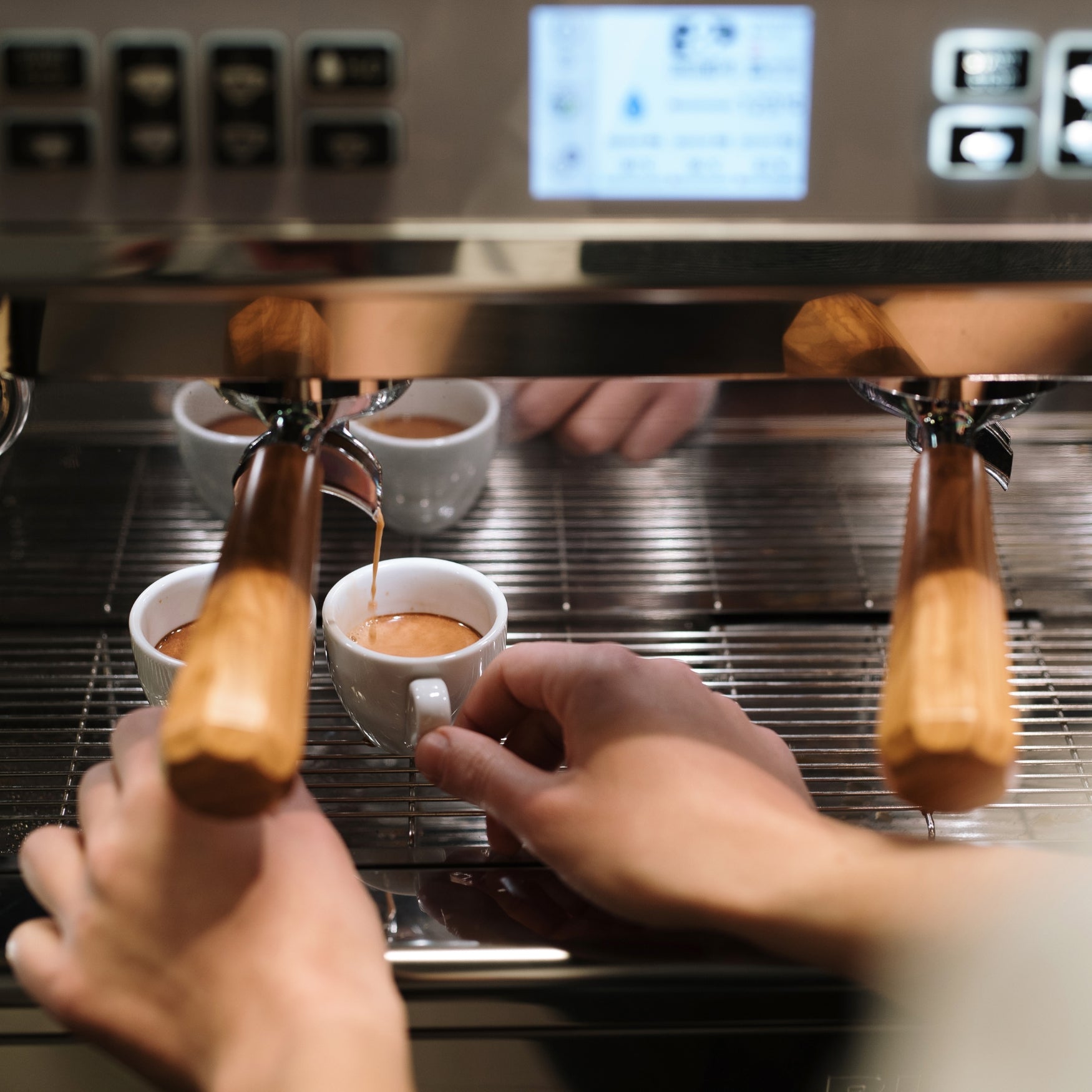 Stylish and stunning wood/walnut finish Italian barista espresso machine