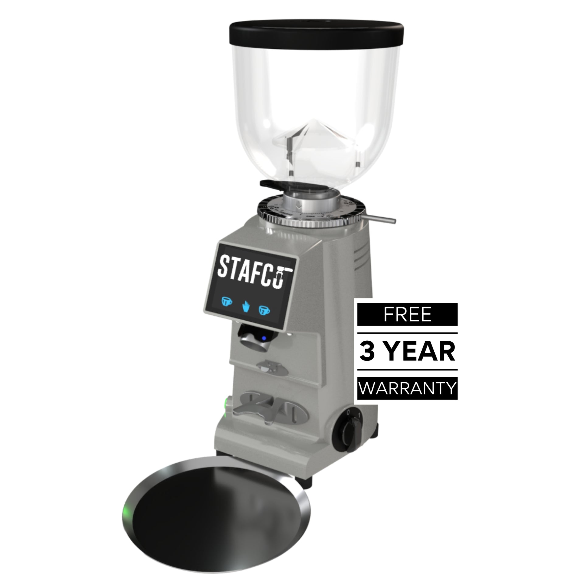 Remidag RD64 OD PRO commercial on-demand coffee grinder - in silver with 3 year warranty