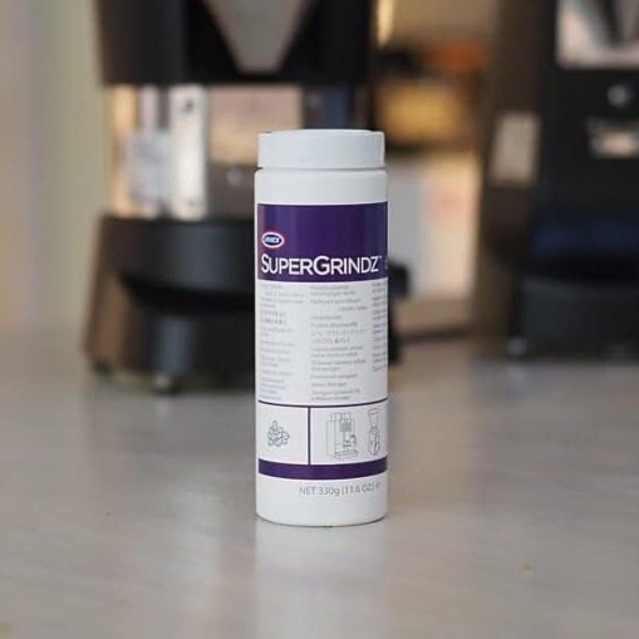 Urnex SuperGrindz tablets clean coffee grinders with natural ingredients