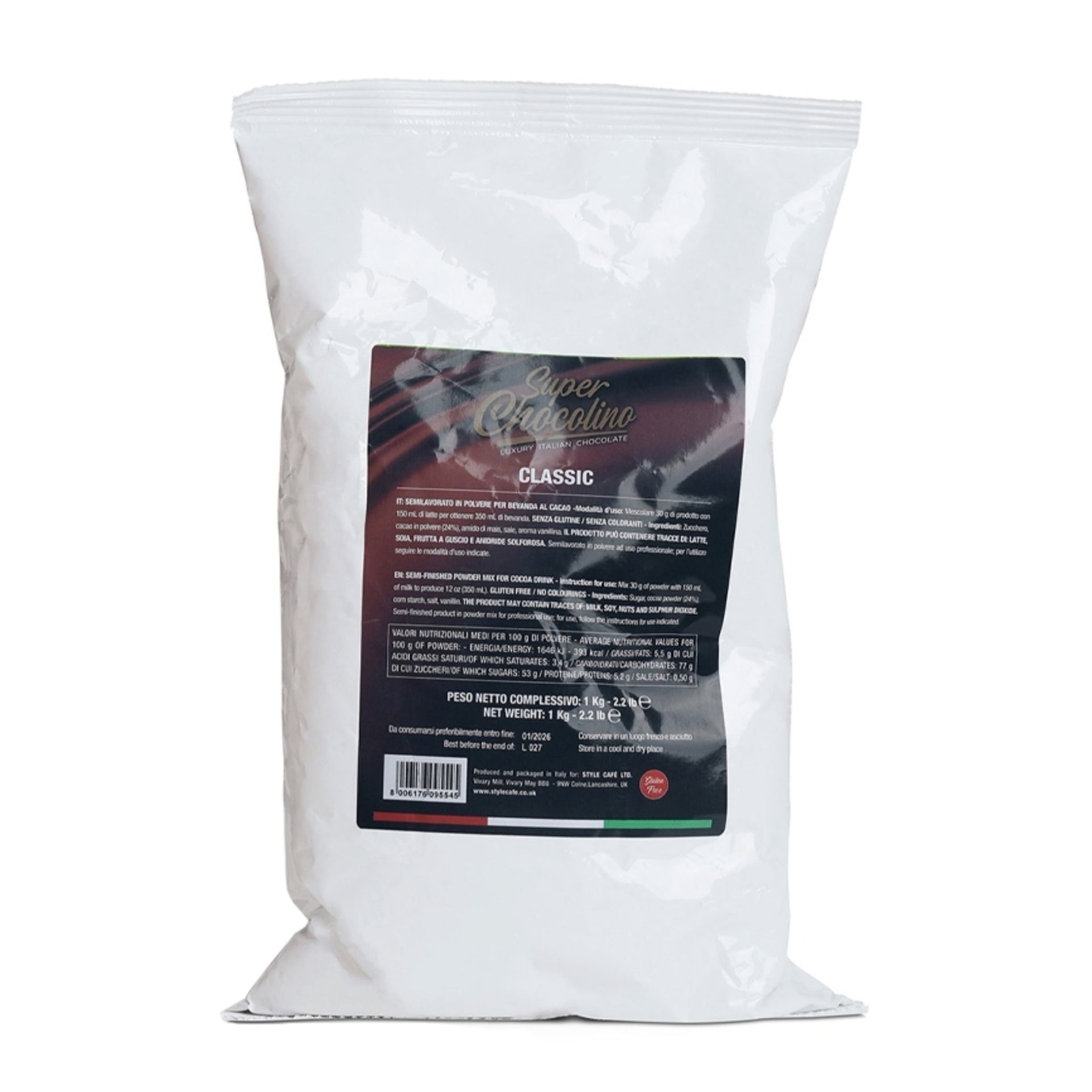 Super Chocolino Italian Hot Chocolate 1kg Bag – Authentic Italian Indulgence