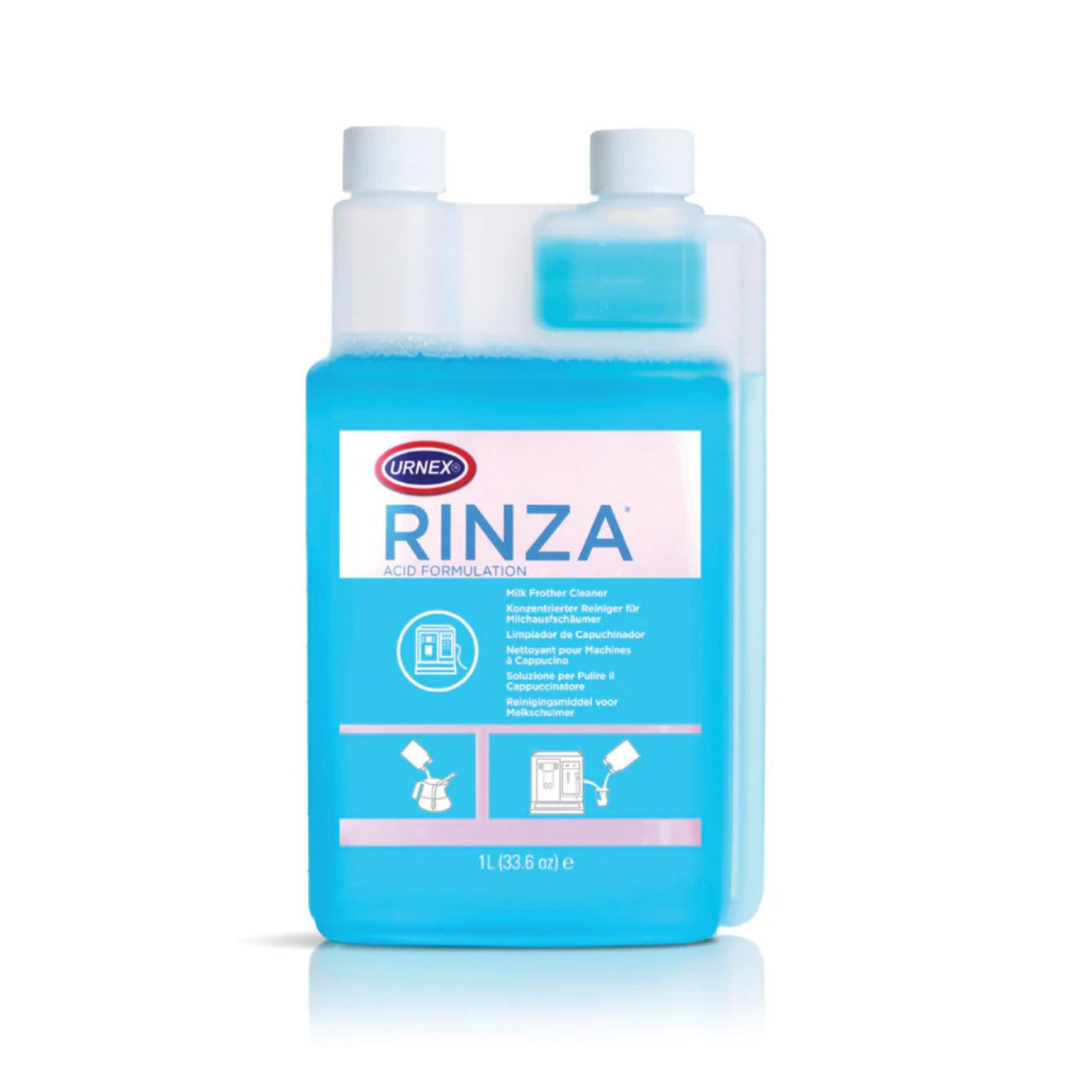 Urnex Acid Rinza 1.1L coffee machine cleaner for coffee milk systems including steam wands and frothers