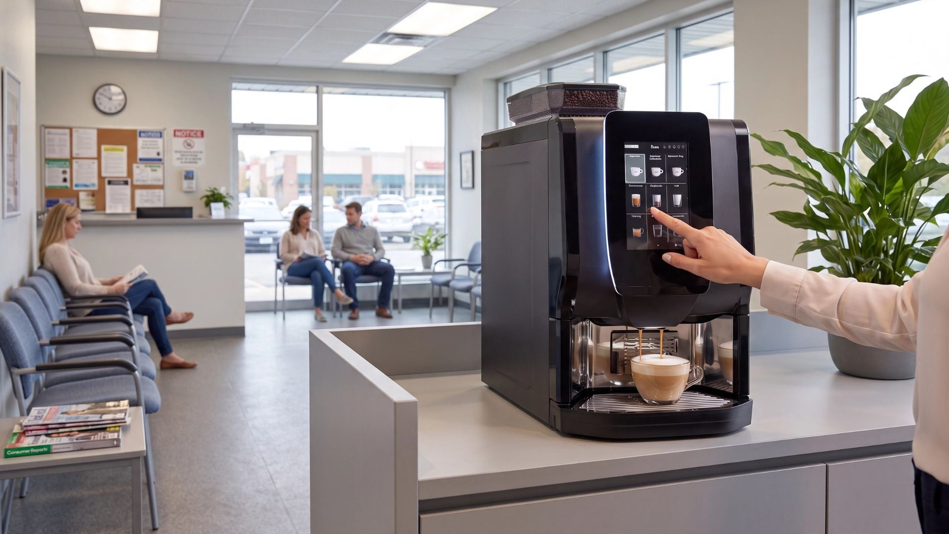 Automatic commercial bean-to-cup vending coffee machine for commercial self-service use