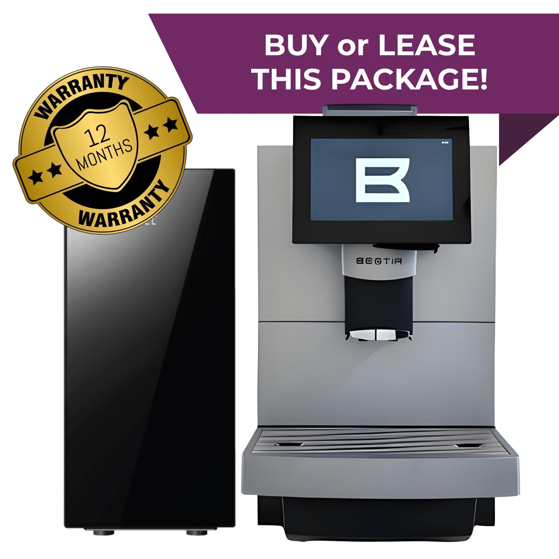 Bestir BM50/50x bean-to-cup coffee machine package with 4L milk fridge, installation, training and 12-month warranty