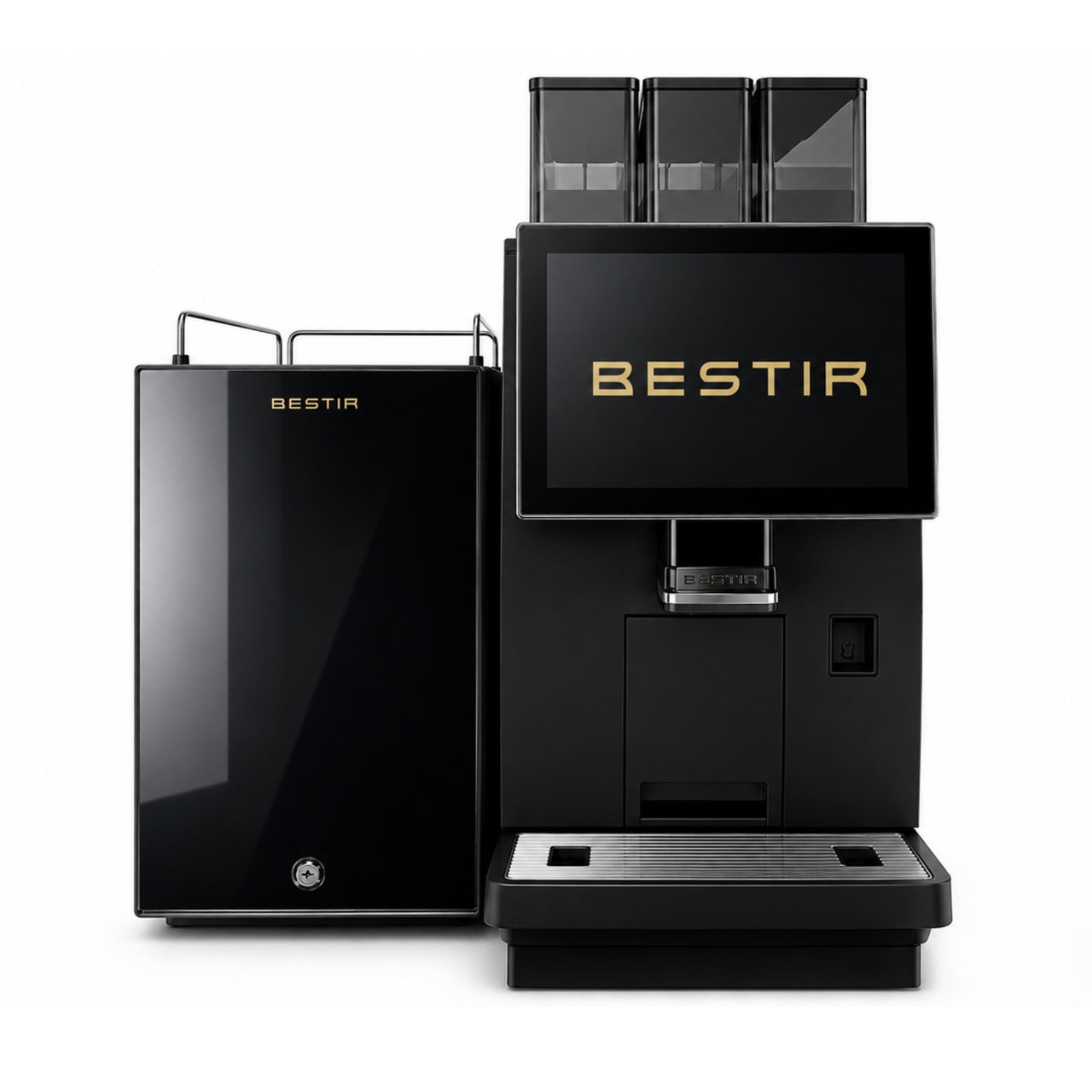 Bestir BMC300 flagship high-volume commercial bean-to-cup coffee machine with Swiss Ditting grinder burrs and fresh milk system.