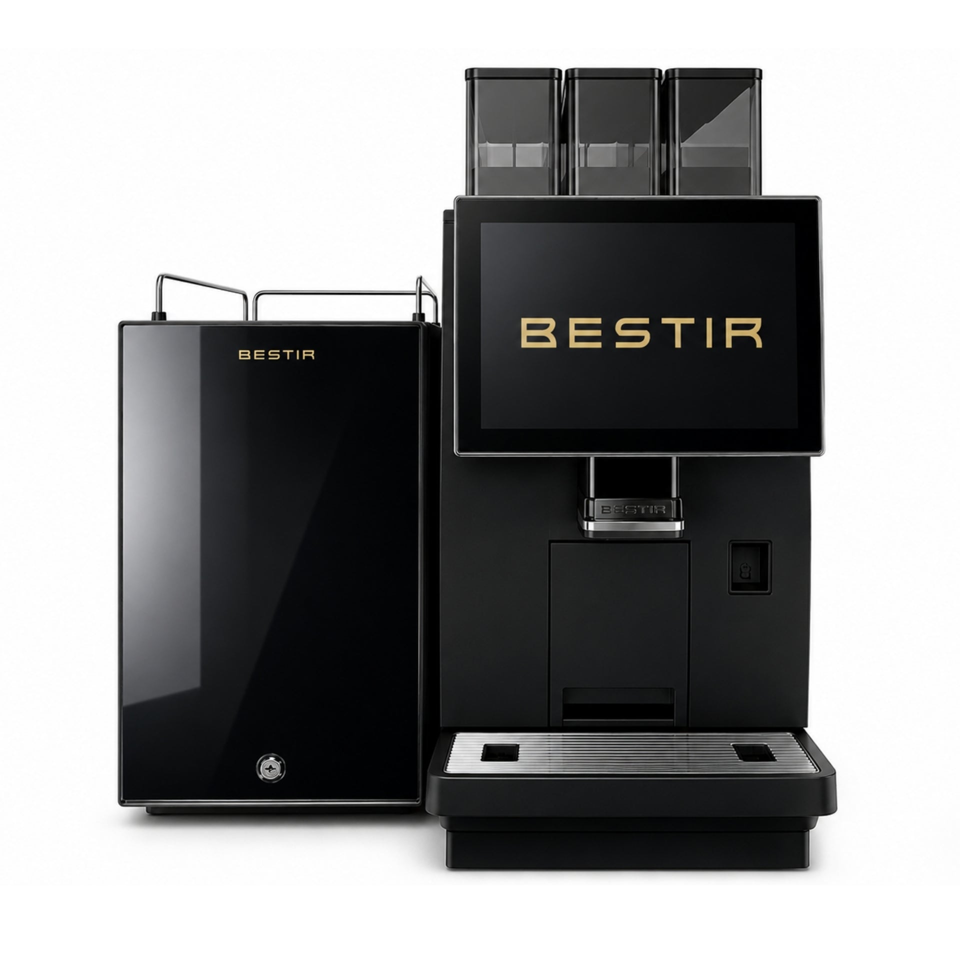 Bestir BMC300 flagship high-volume commercial bean-to-cup coffee machine with Swiss Ditting grinder burrs and fresh milk system.