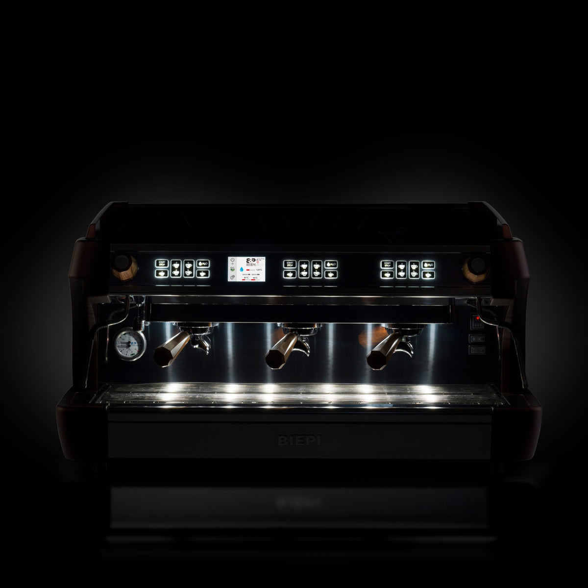 Biepi MC-1 Barista Pro 3 group espresso machine touchscreen controls