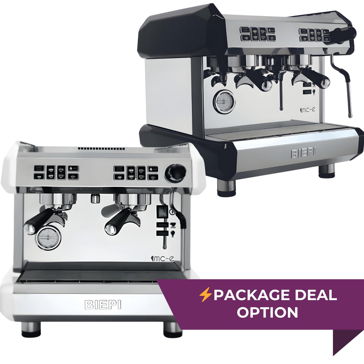 Biepi MC-E Compact 2 group commercial barista espresso machine - package deal option