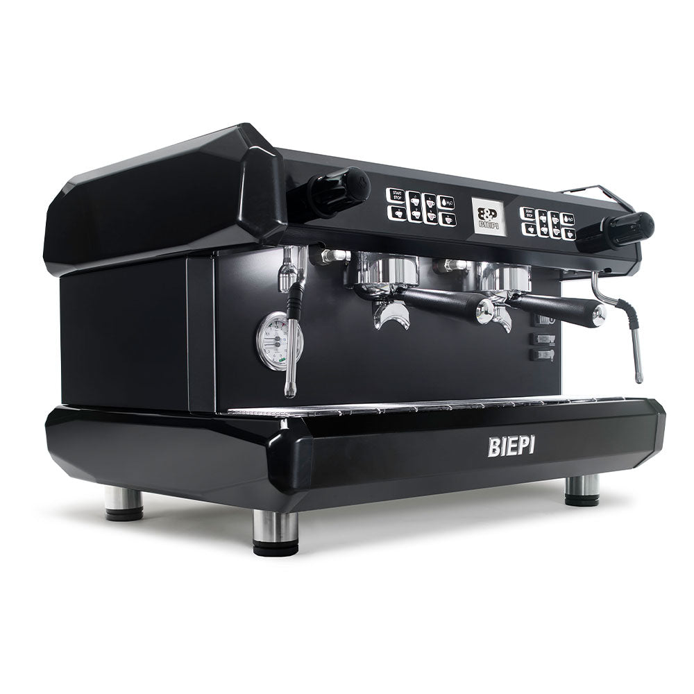 Biepi MCE Pro 2 Group espresso machine with professional grinder, barista kit, and 3-year guarantee