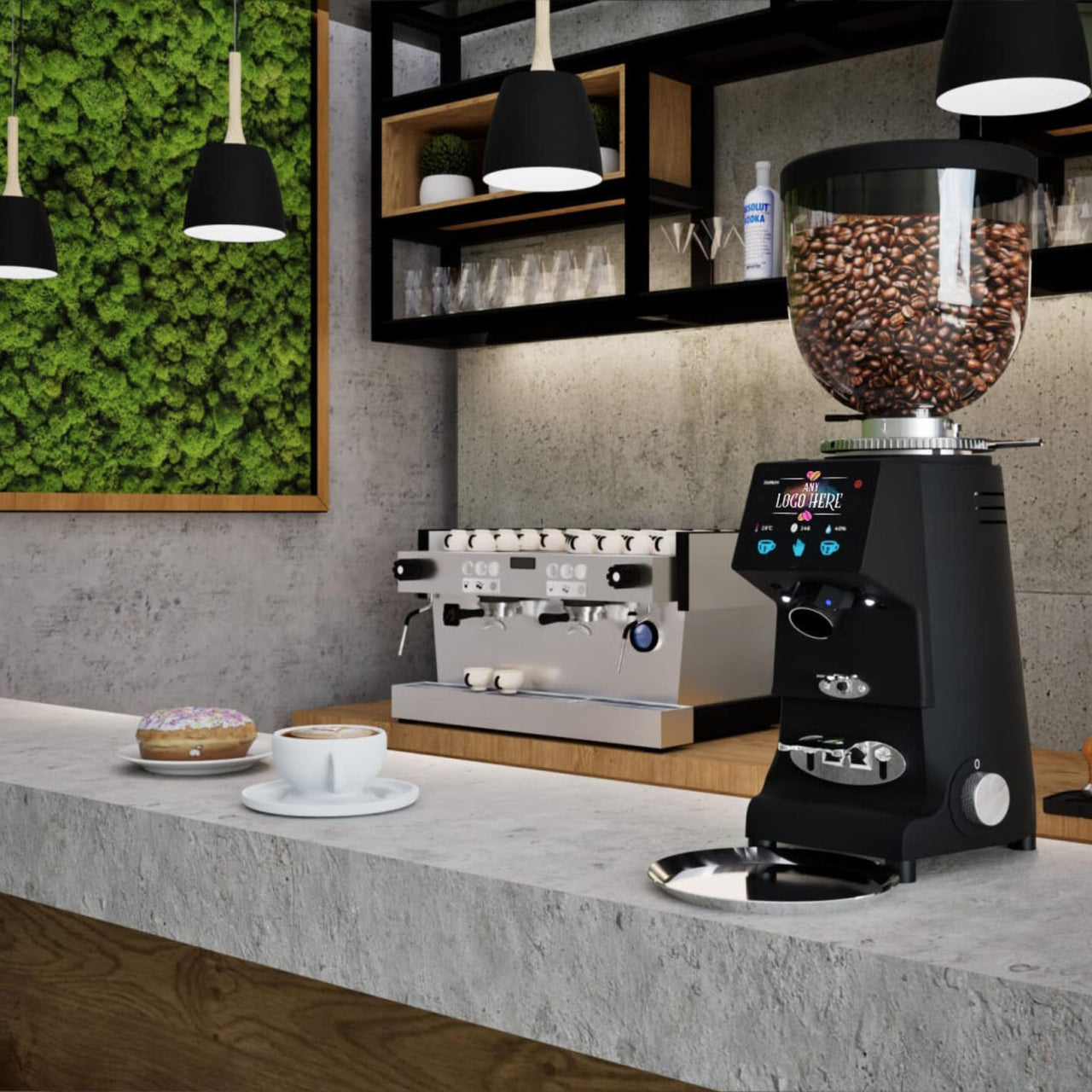 Choosing a commercial coffee grinder to match an espresso machine and expected drink volume.