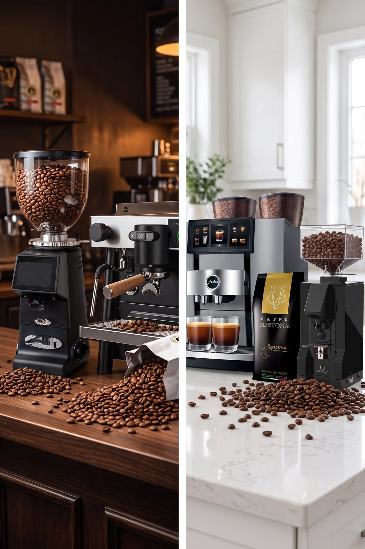 Whole coffee beans in 1kg bags and bulk 6kg cases for homes, offices, cafés, hotels and restaurants.