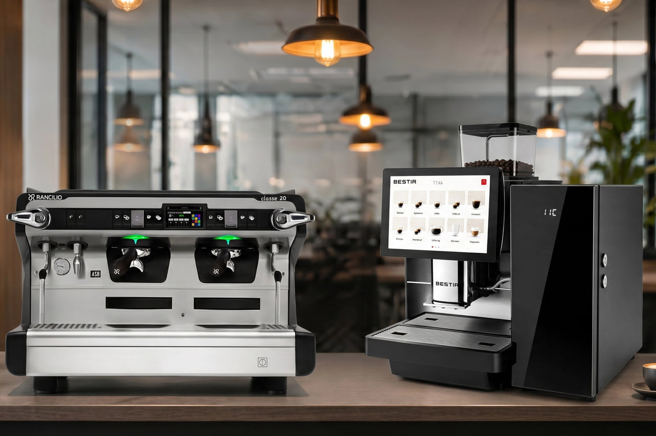 Buy or lease commercial coffee machines including bean-to-cup and traditional espresso machines for UK businesses.