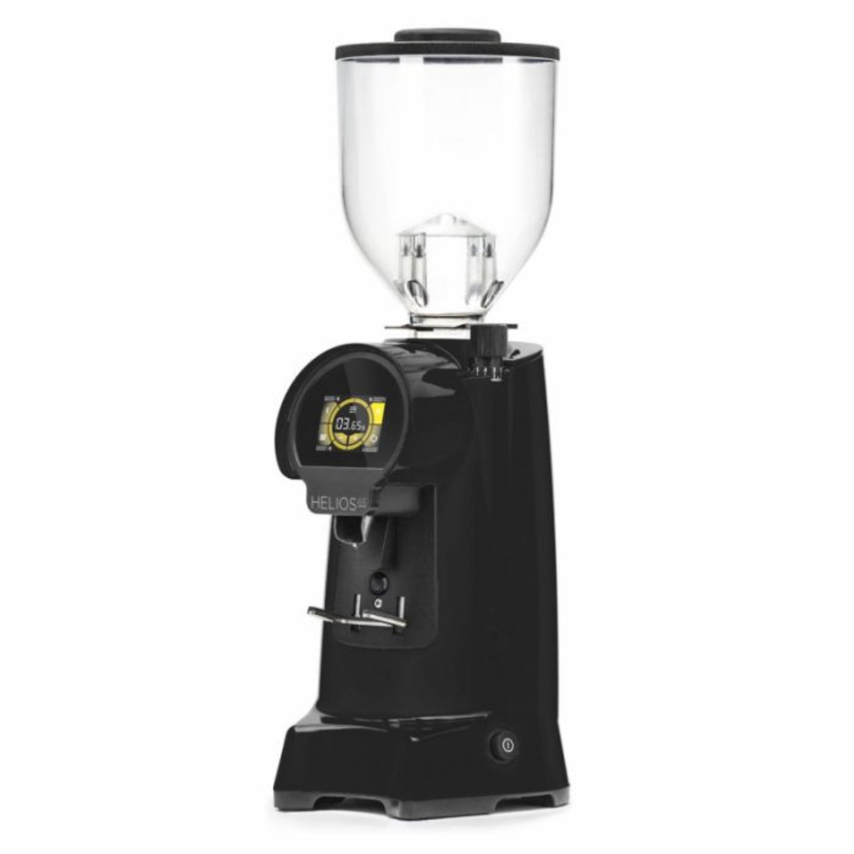 Eureka Helios 65mm flat burr black commercial coffee grinder with touchscreen display – available to buy or lease from StafCo UK