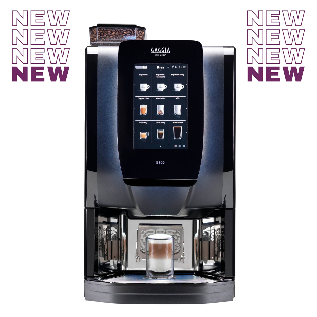 Gaggia G300 Krea bean-to-cup coffee machine with touchscreen and dual bean hoppers - buy or lease