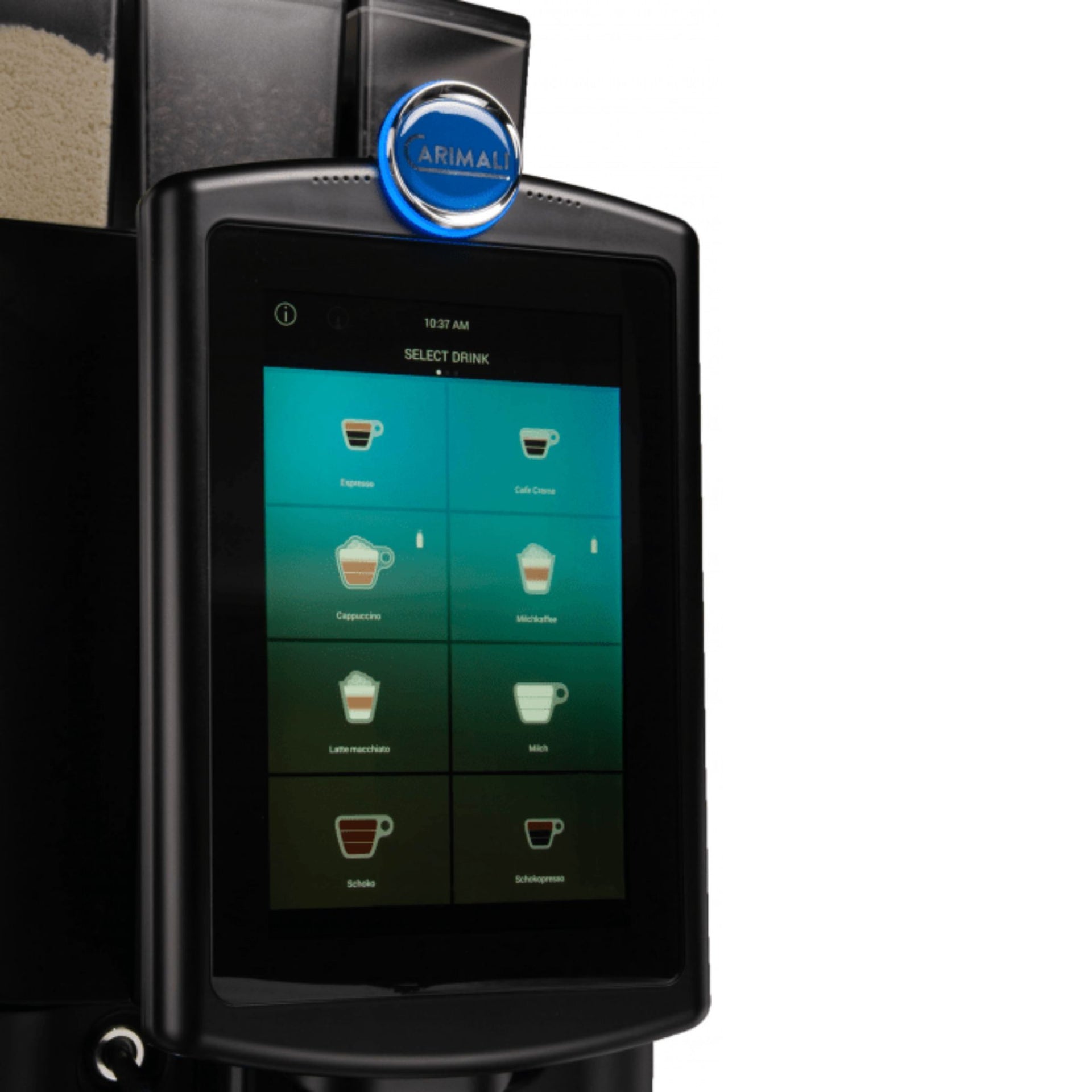 Carimali Armonia Ultra coffee machine with fresh milk, two grinders and 200 cup daily capacity