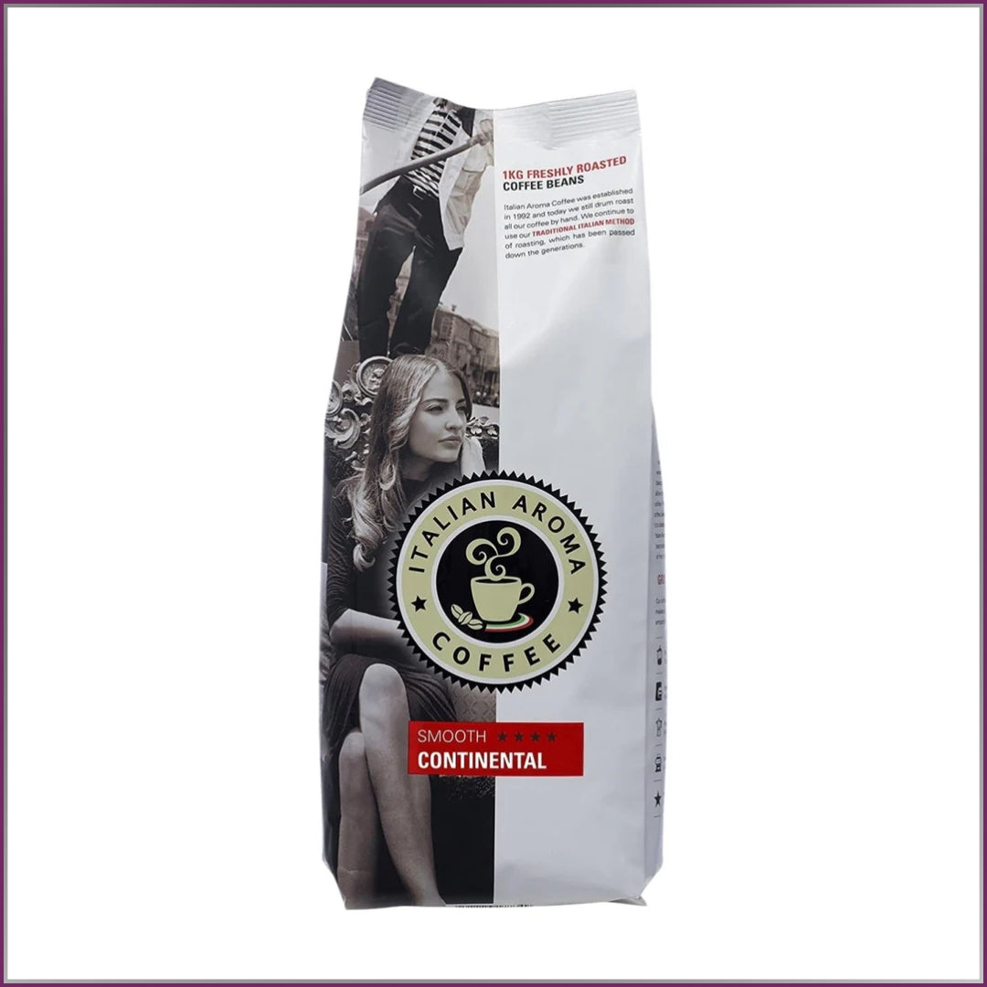 Italian Aroma Continental coffee beans, a strong full-bodied Italian espresso roast with nutty flavour.