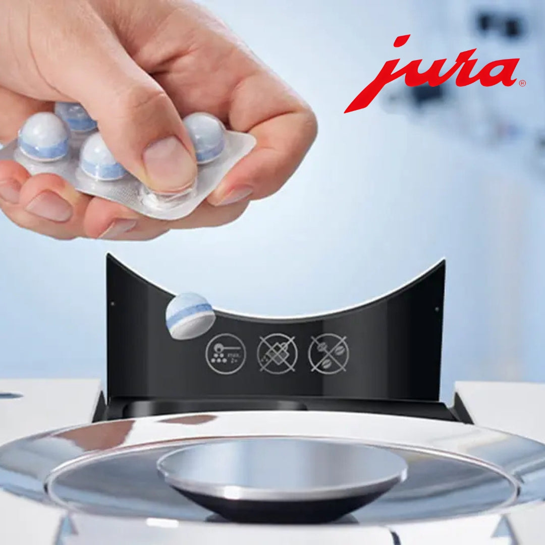 JURA cleaning tablets, milk-system cleaning products and replacement water filters for JURA coffee machines.