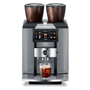 Front view of JURA GIGA W10 Diamond Silver with 7.5” touchscreen display – high-end commercial bean-to-cup machine