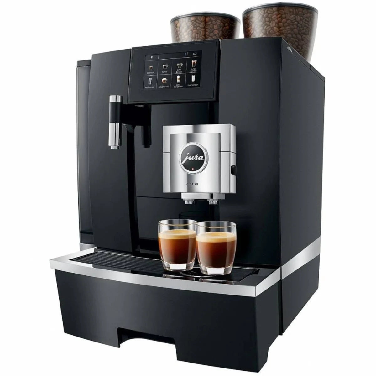 Jura GIGA X8 high-capacity bean-to-cup machine with touchscreen and fresh milk system