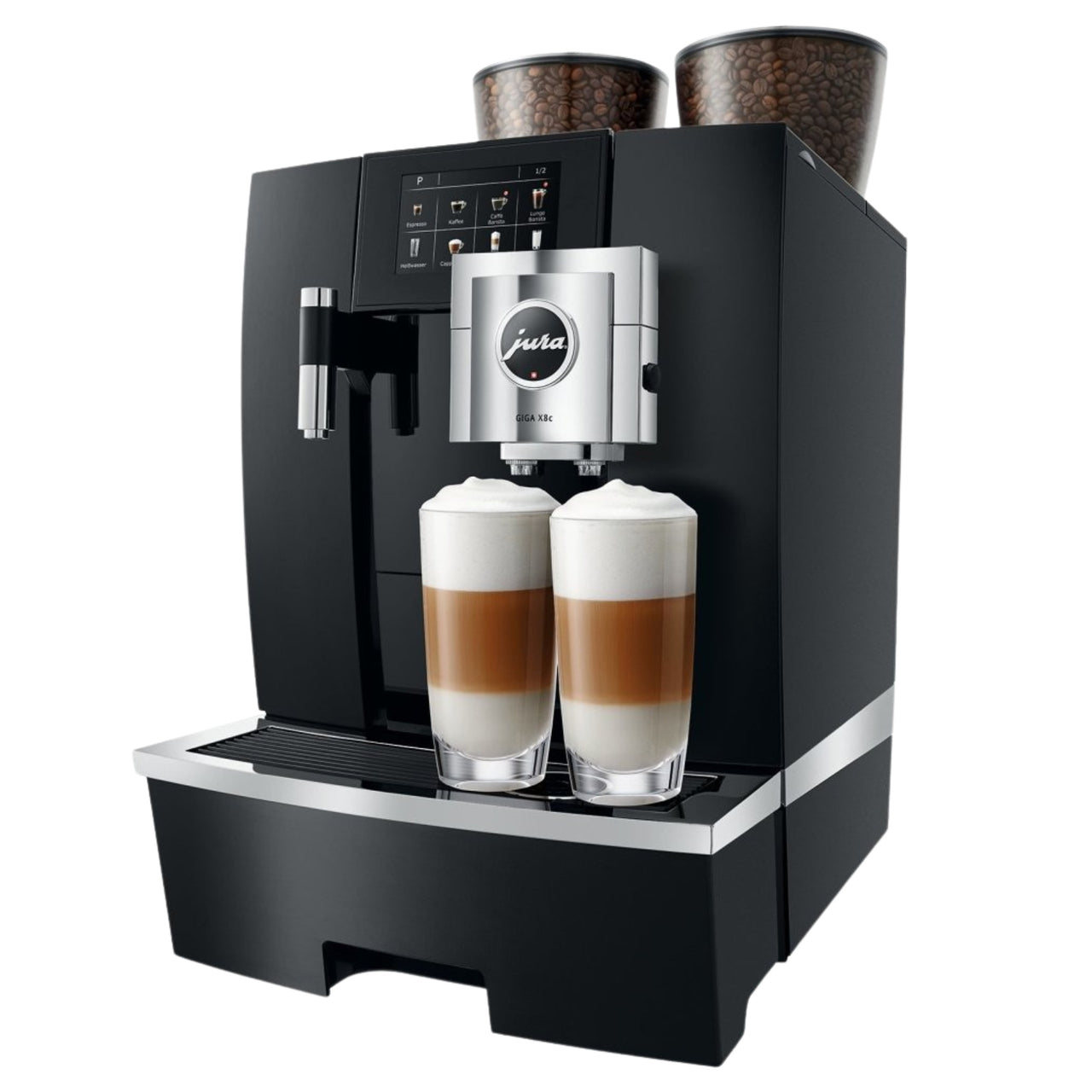 Jura GIGA X8c plumbed-in bean-to-cup coffee machine with touchscreen and dual hoppers