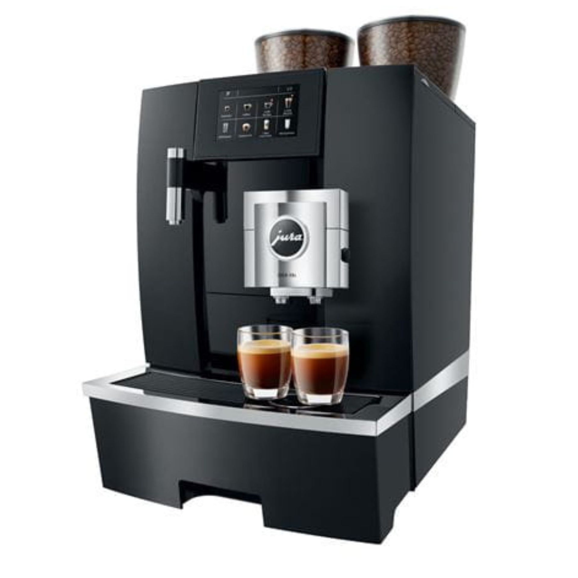 Jura GIGA X8c bean‑to‑cup machine with dual grinders and milk system for office use