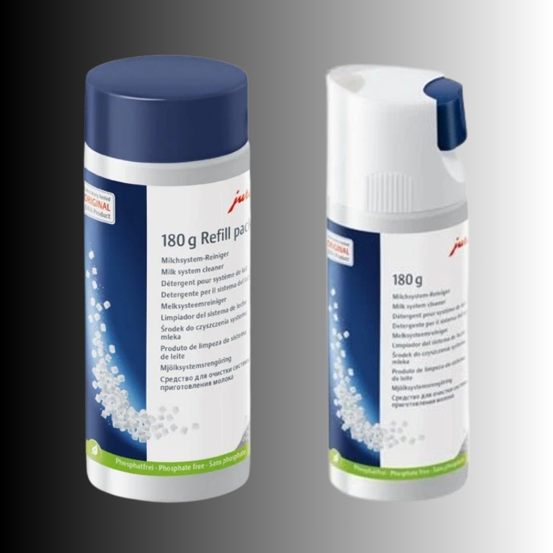 JURA milk-system cleaner mini tabs for milk tubes, frothers and internal milk lines.