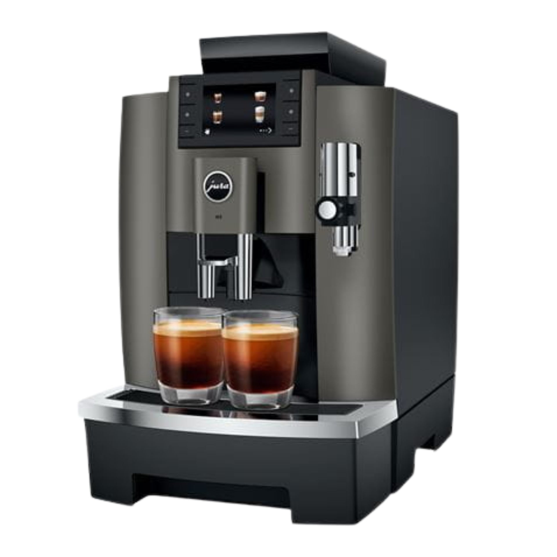 JURA W8 coffee machine preparing flat whites in an office breakout space