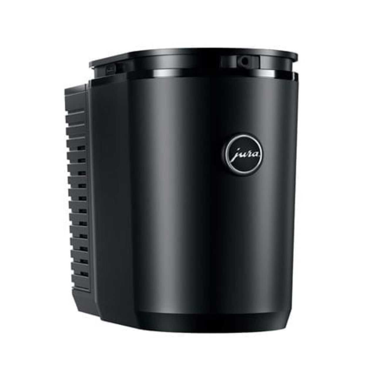 Jura Wireless Cool Control 2.5L milk cooler – front view showing sleek black design and stainless steel insert