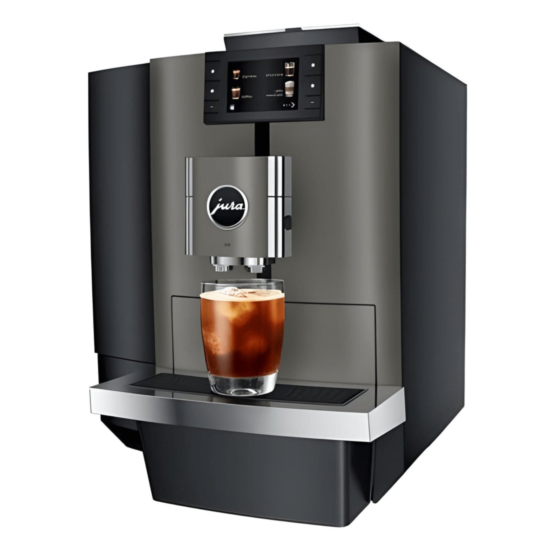 JURA X10 bean-to-cup coffee machine with touchscreen and fresh milk system