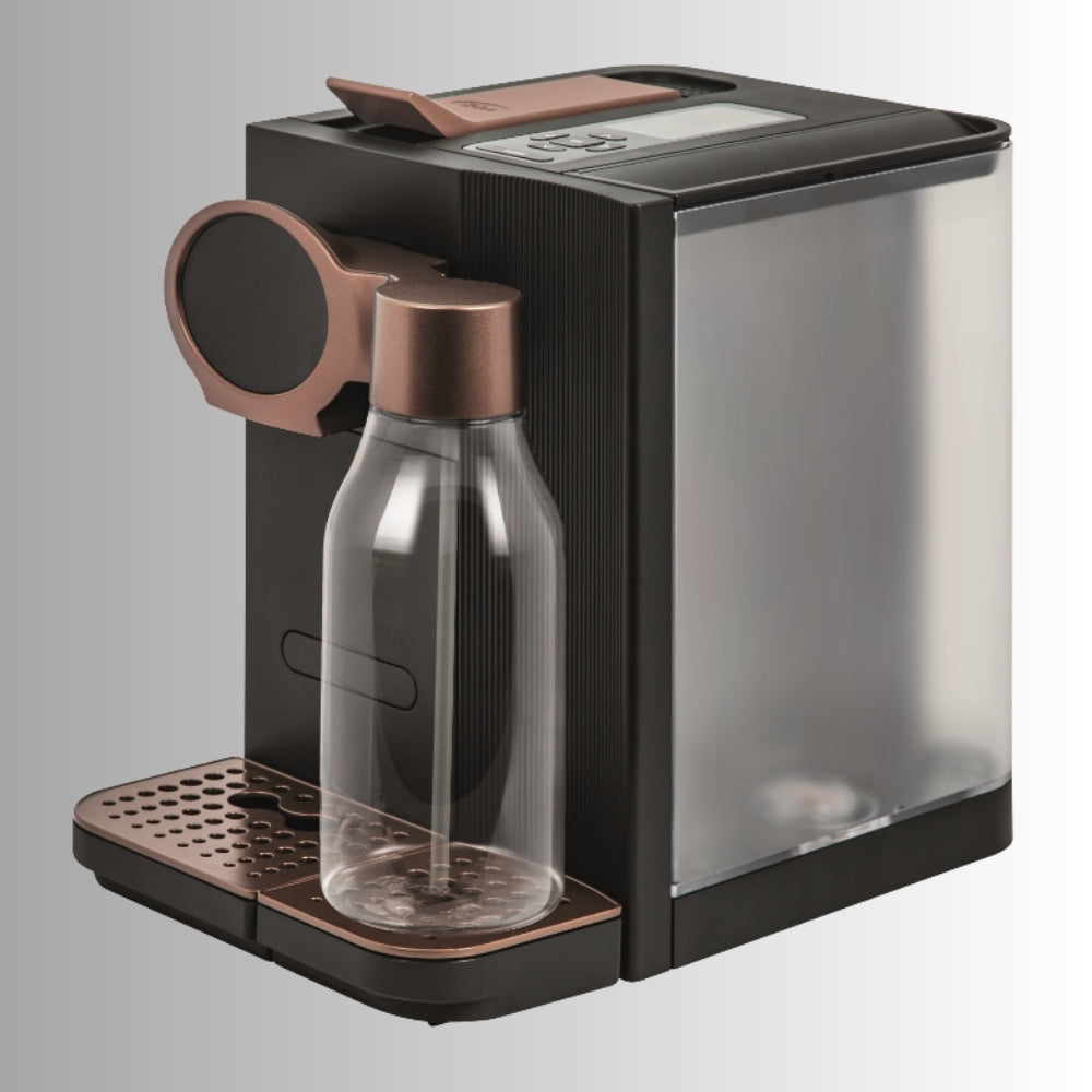 K-Fee Lattensia+ capsule coffee machine with automatic fresh-milk system for cappuccinos and lattes.