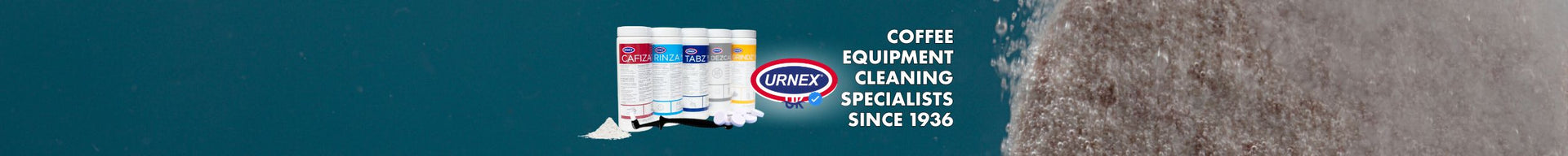 Urnex coffee machine cleaners and descalers – Cafiza, Rinza, Dezcal, Grindz – available at StafCo UK - free delivery