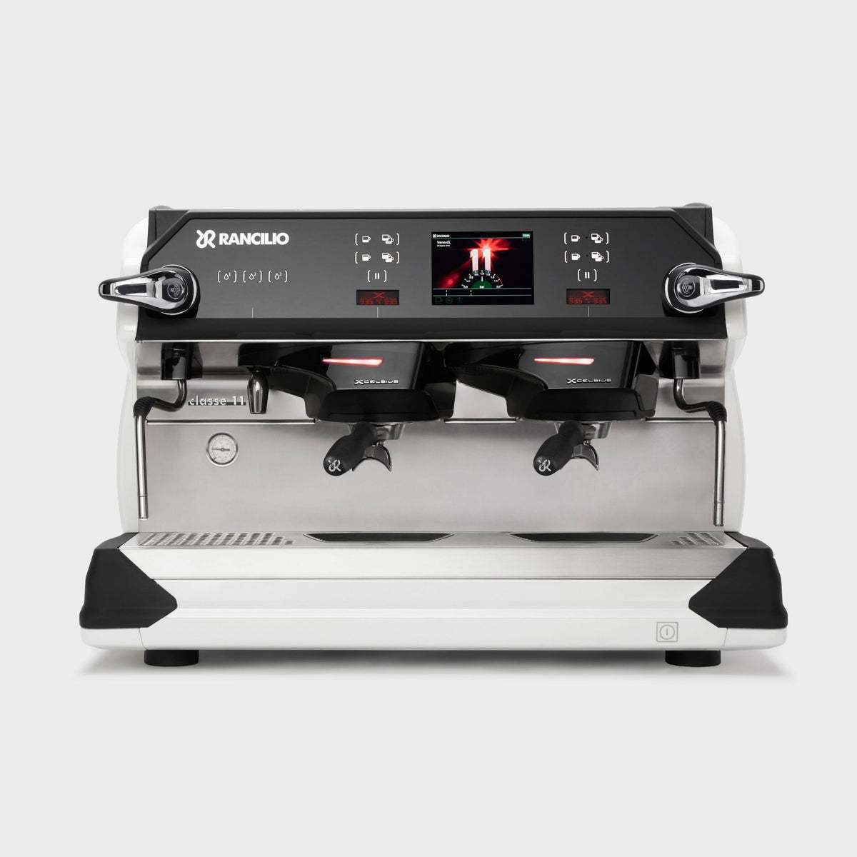Front view of Rancilio Classe 11 USB Xcelsius Tall 2 group espresso machine